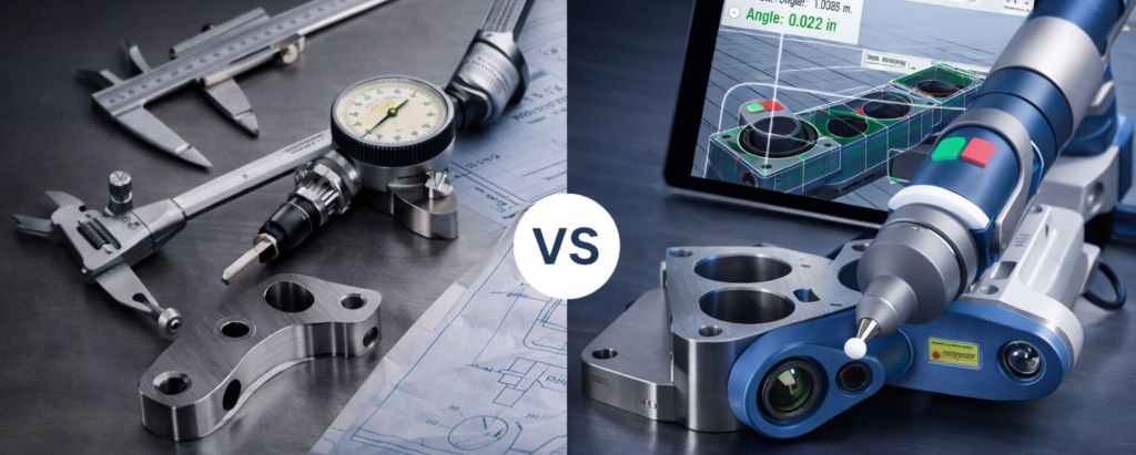 Faro Arm vs Alignment Methods Faro arm rental used to verify shaft alignment geometry compared to traditional alignment methods based on single-axis measurements